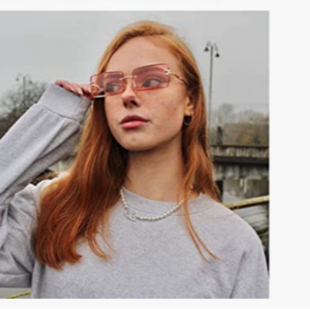 Rectangle sunglasses men/women rimless shadewear